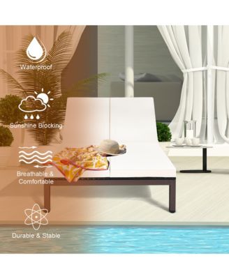 2-Person Patio Rattan Lounge Chair Chaise Recliner Adjustable Cushion