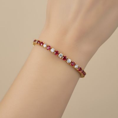 Sterling Silver with Colored Cubic Zirconia Tennis Bracelet For Women