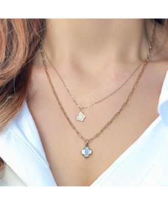 Mother of Pearl Clover Charm 14K Gold - 14 millimeters