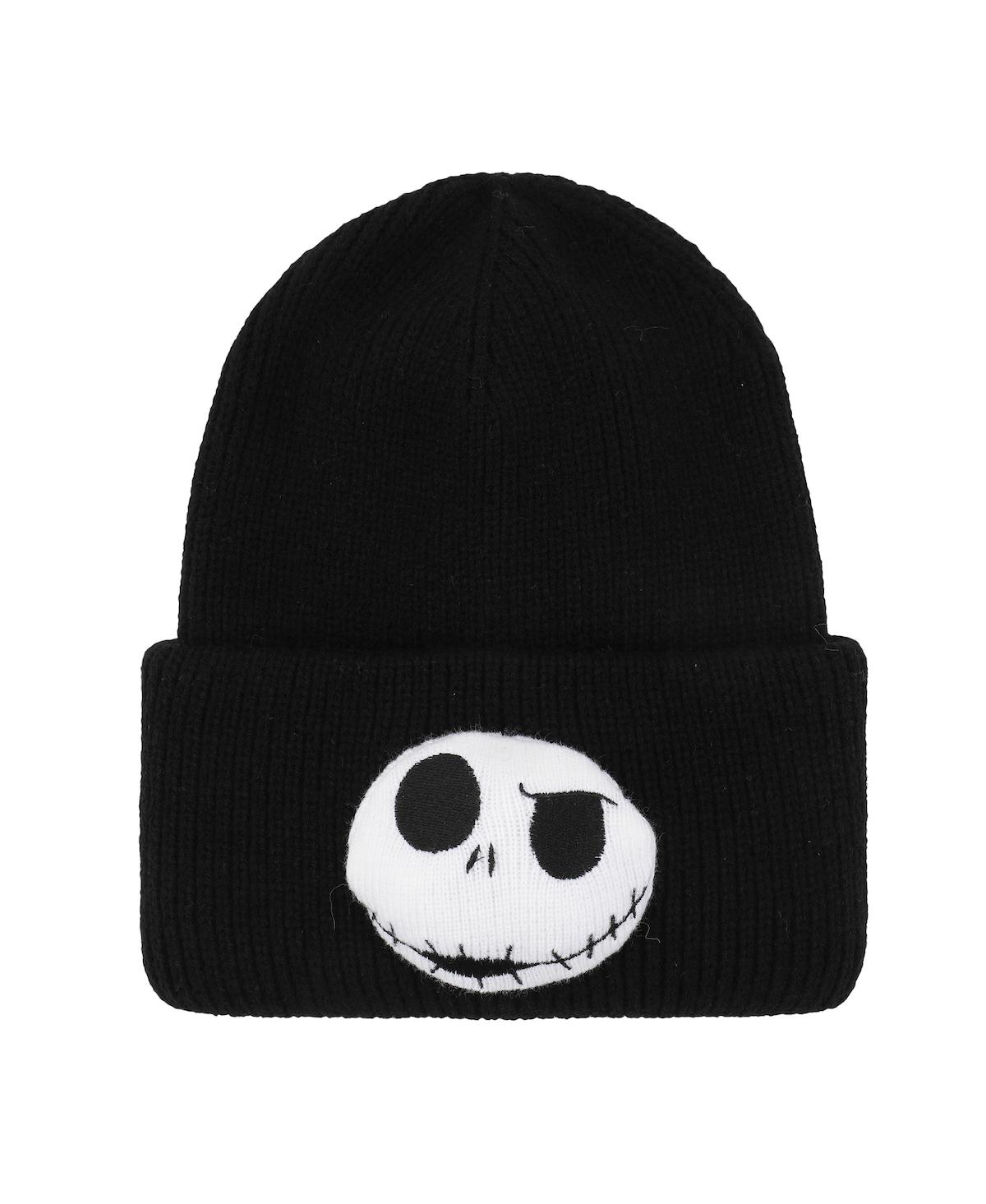 Men's 3D Plush Jack Skellington Character Head Black Cuff Beanie - Nbc jack skellington