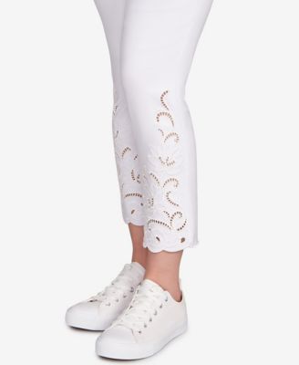 Petite Embroidered Ankle Pants