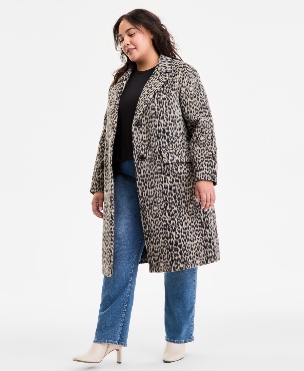 Bcbgmaxazria Plus Size Single-breasted Coat In Brown