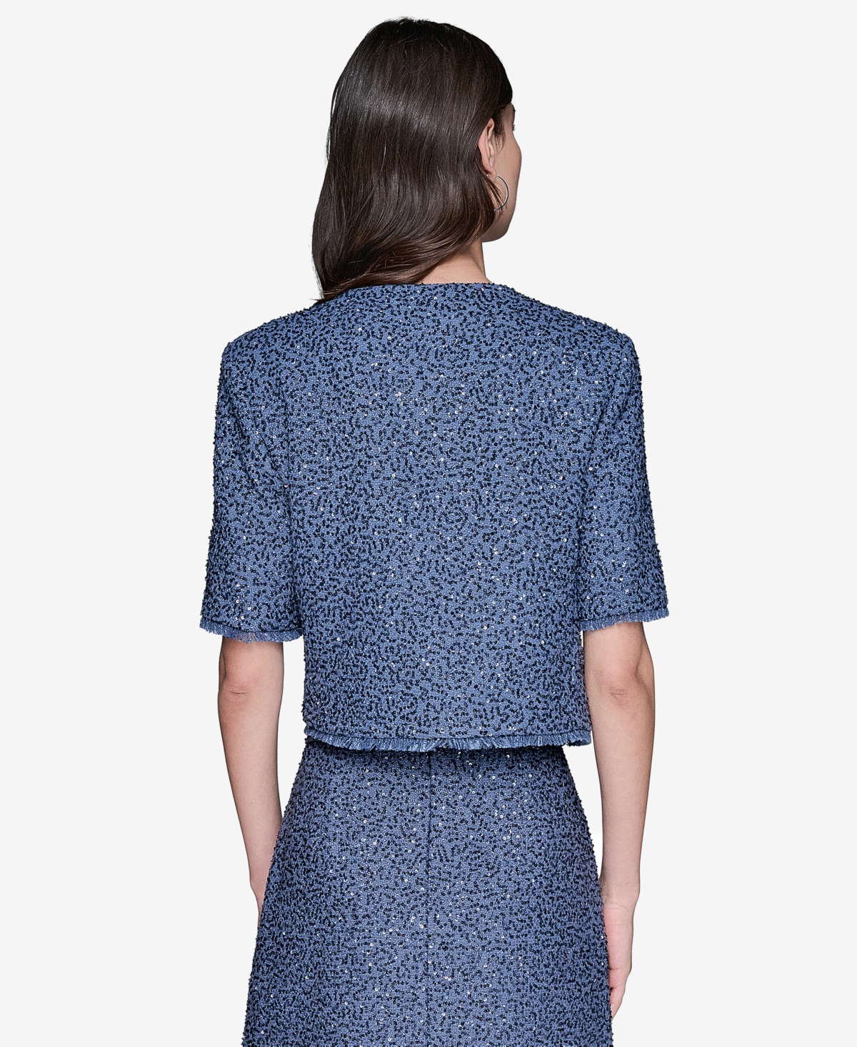 Karl Lagerfeld Women's Embellished Cropped Jacket In Denim Blue