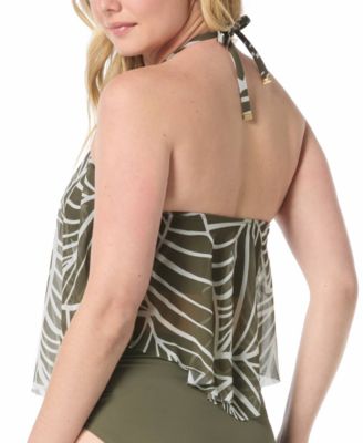 Women's Aura Mesh Printed Tankini Top
