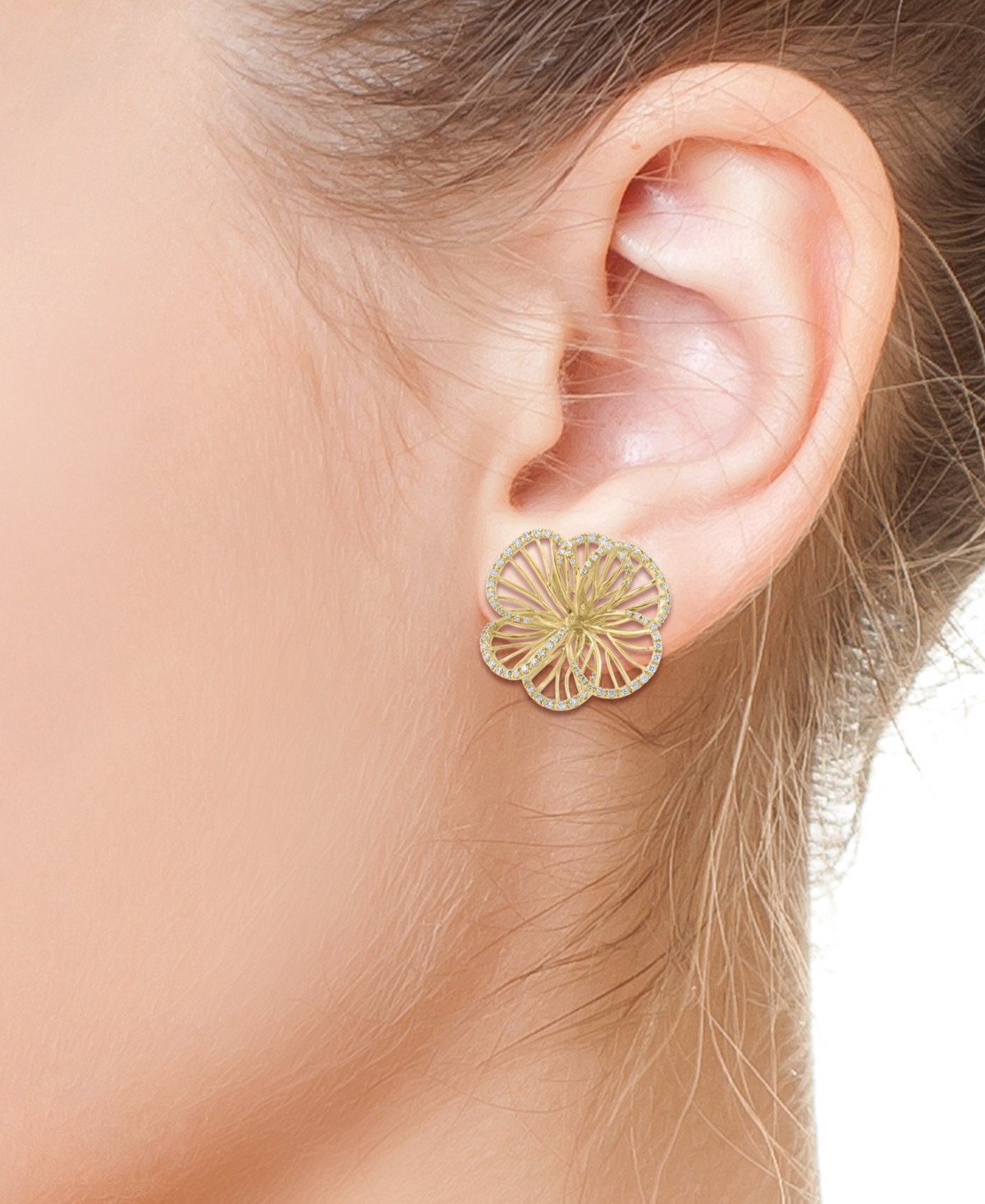 Effy Collection Effy Diamond Openwork Flower Stud Earrings (5/8 Ct. T.w.) In 14k Gold