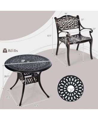 3PCS Cast Aluminum Patio Bistro Set Outdoor Dining Table & Chair Furniture Set