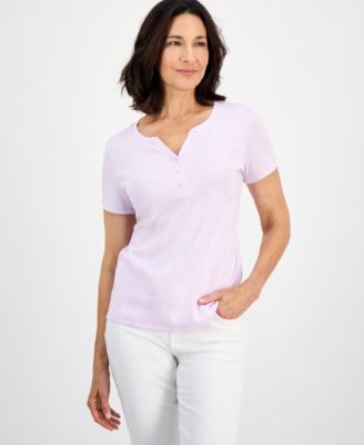 Style & Co - Women's Short-Sleeve Cotton Henley Top
