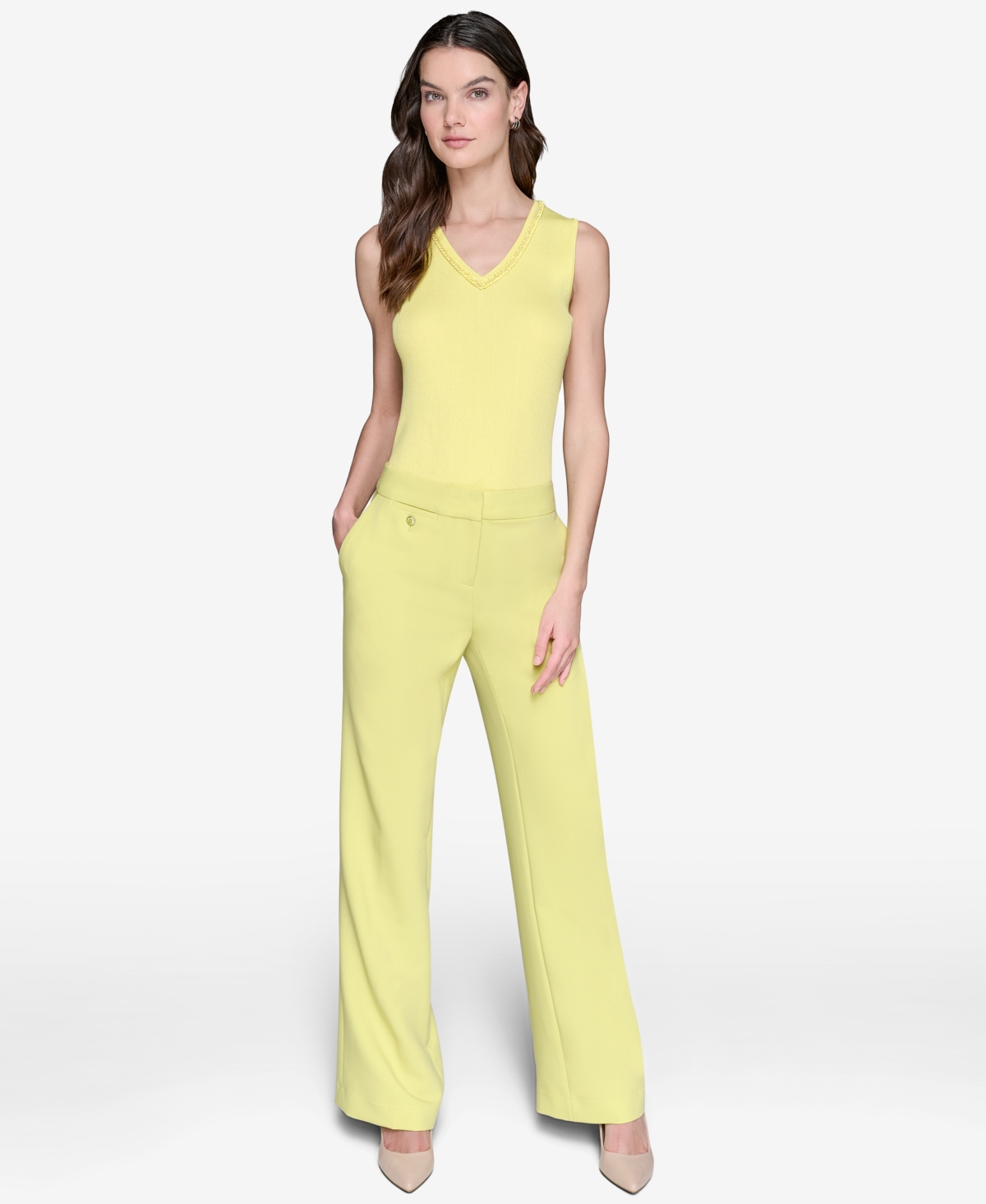 Karl Lagerfeld Women's Full Straight-leg Mid-rise Pants
