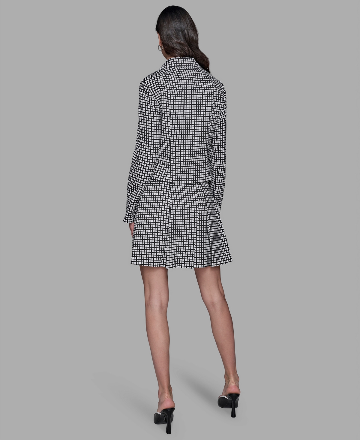KARL LAGERFELD WOMEN'S CHECK PRINT ONE-BUTTON BLAZER 