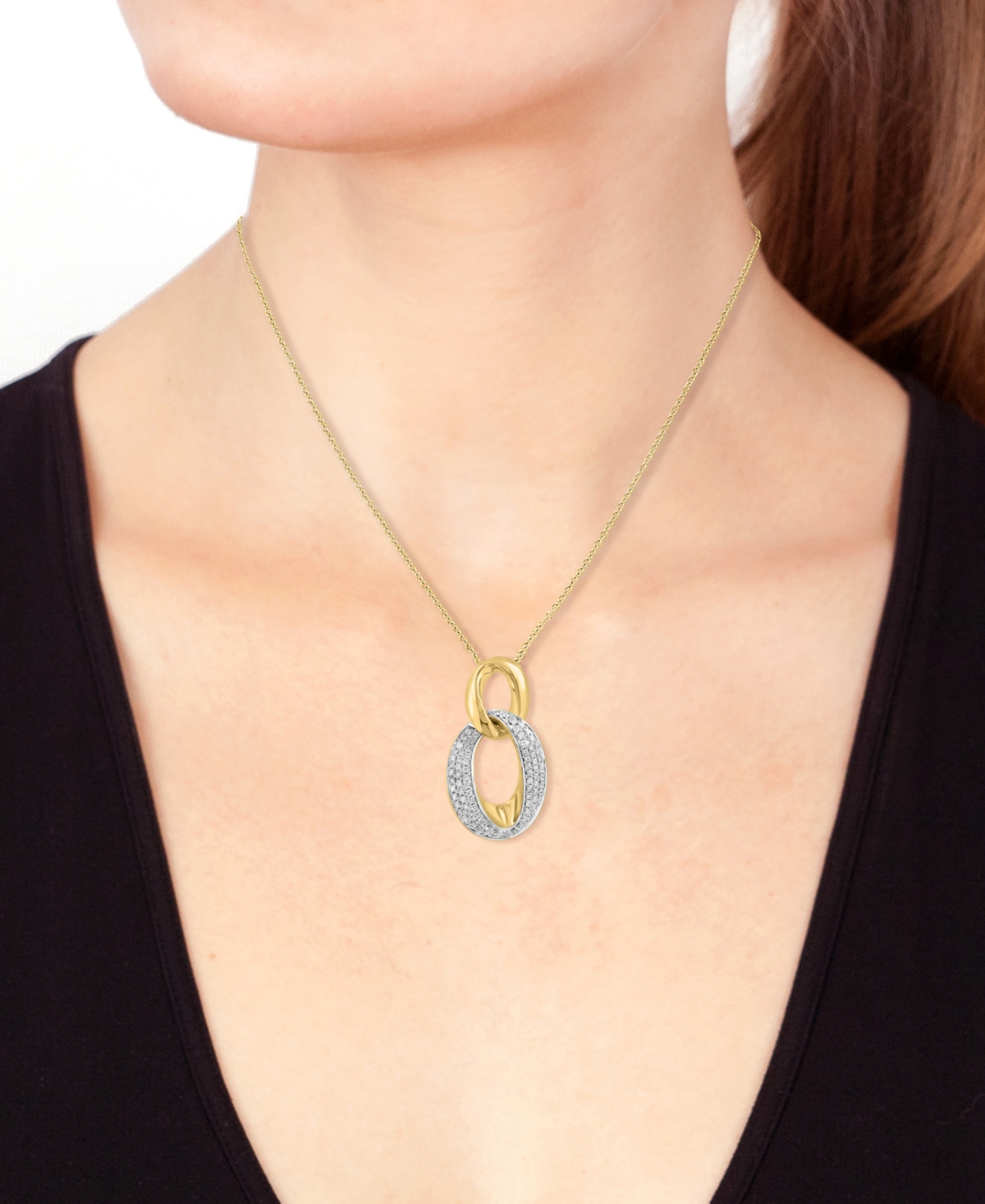 EFFY COLLECTION EFFY DIAMOND INTERLOCKING LOOP PENDANT NECKLACE (1/2 CT. T.W.) IN 14K GOLD, 17" + 1" EXTENDER 