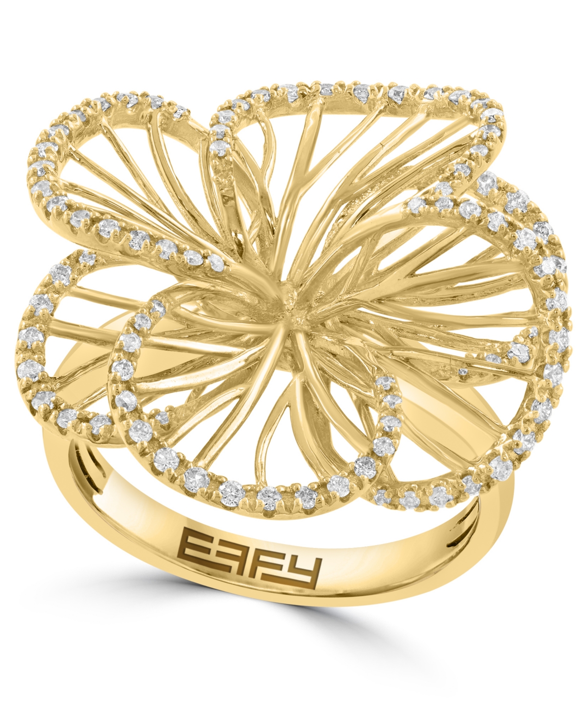 Effy Collection Effy Diamond Border Openwork Flower Statement Ring (3/8 Ct. T.w.) In 14k Gold