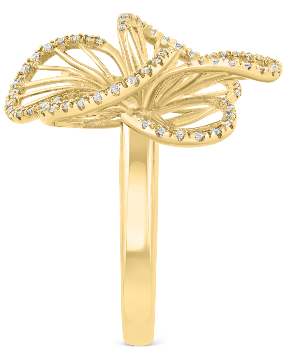 Effy Collection Effy Diamond Border Openwork Flower Statement Ring (3/8 Ct. T.w.) In 14k Gold