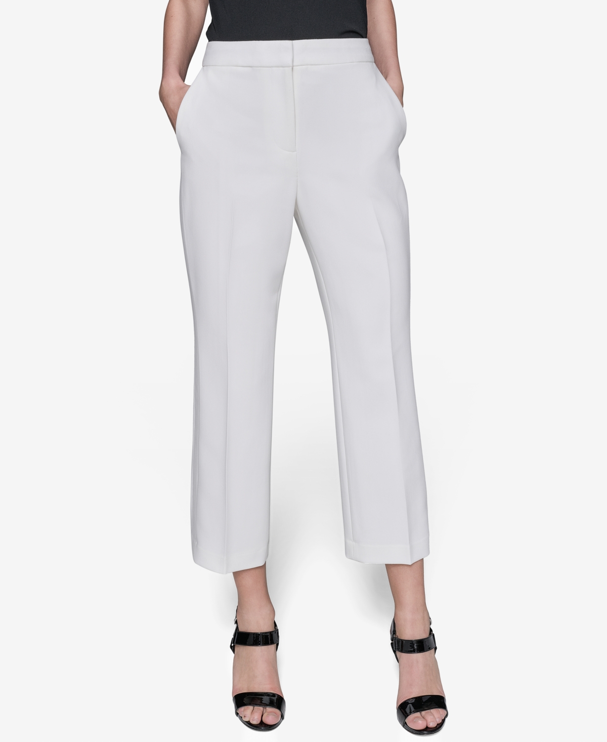 Karl Lagerfeld Women's Cropped Wide-leg Mid-rise Pants