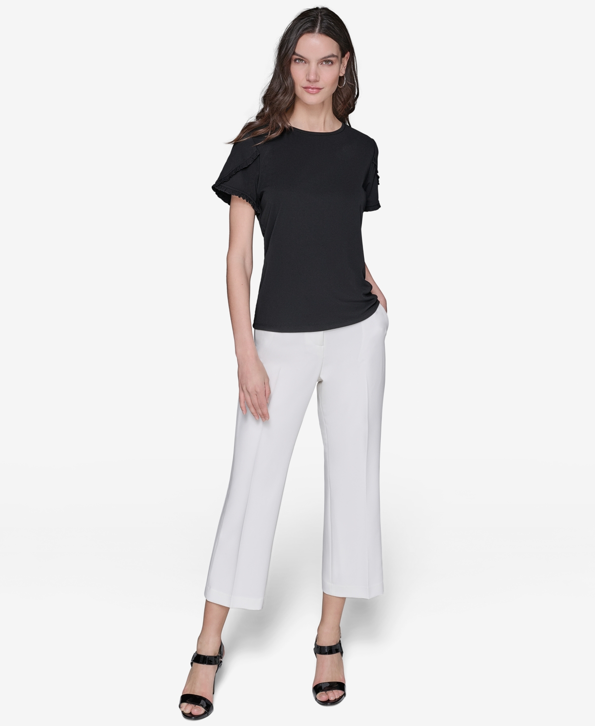 Karl Lagerfeld Women's Crewneck Tulip-sleeve Blouse