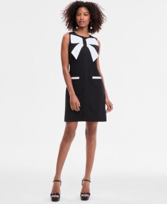 KARL LAGERFELD PARIS - Women's Bow-Front Scuba-Crepe Sheath Dress