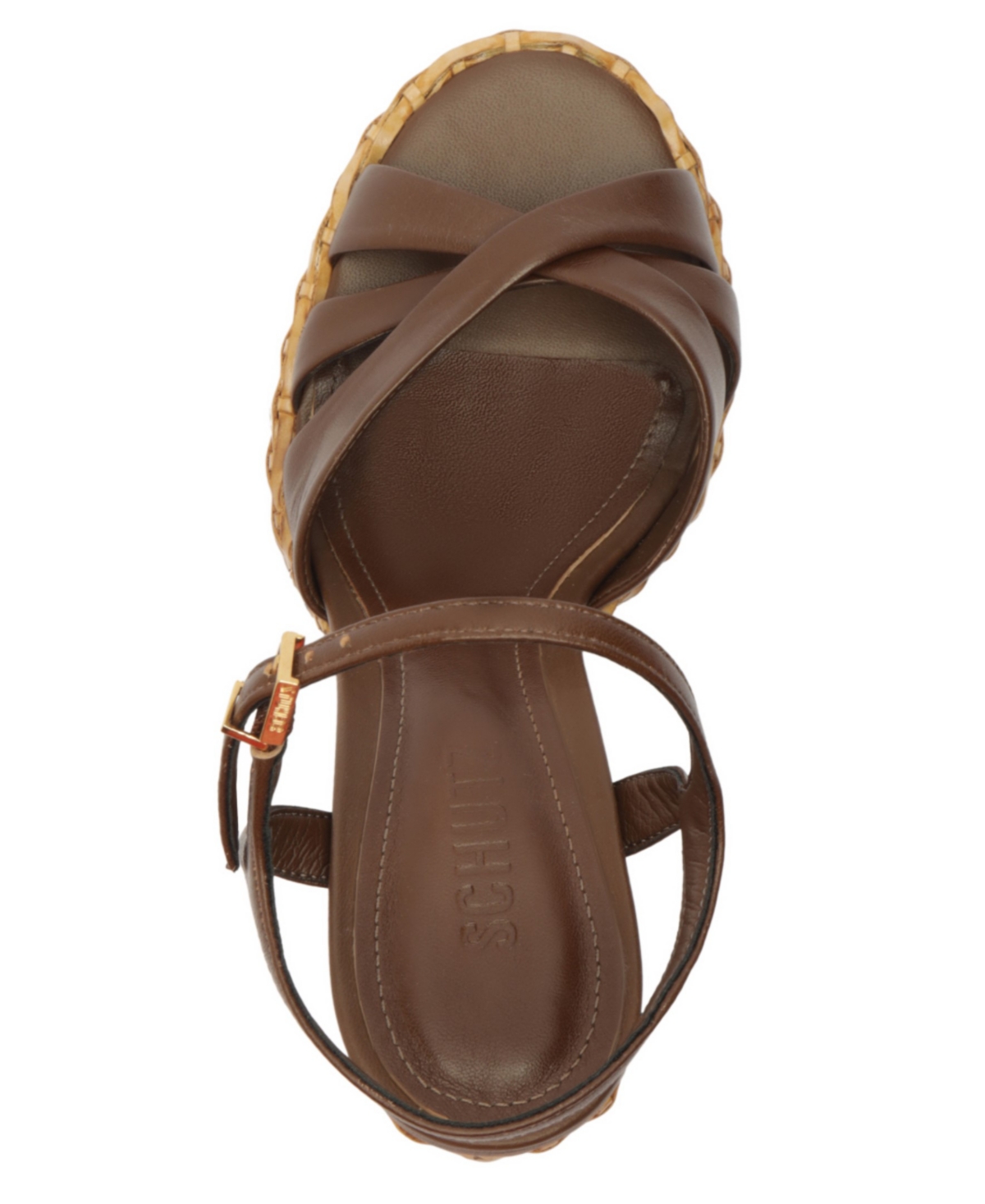 Shop Schutz Women's Keefa High Straw Round Toe Sandals In Brown