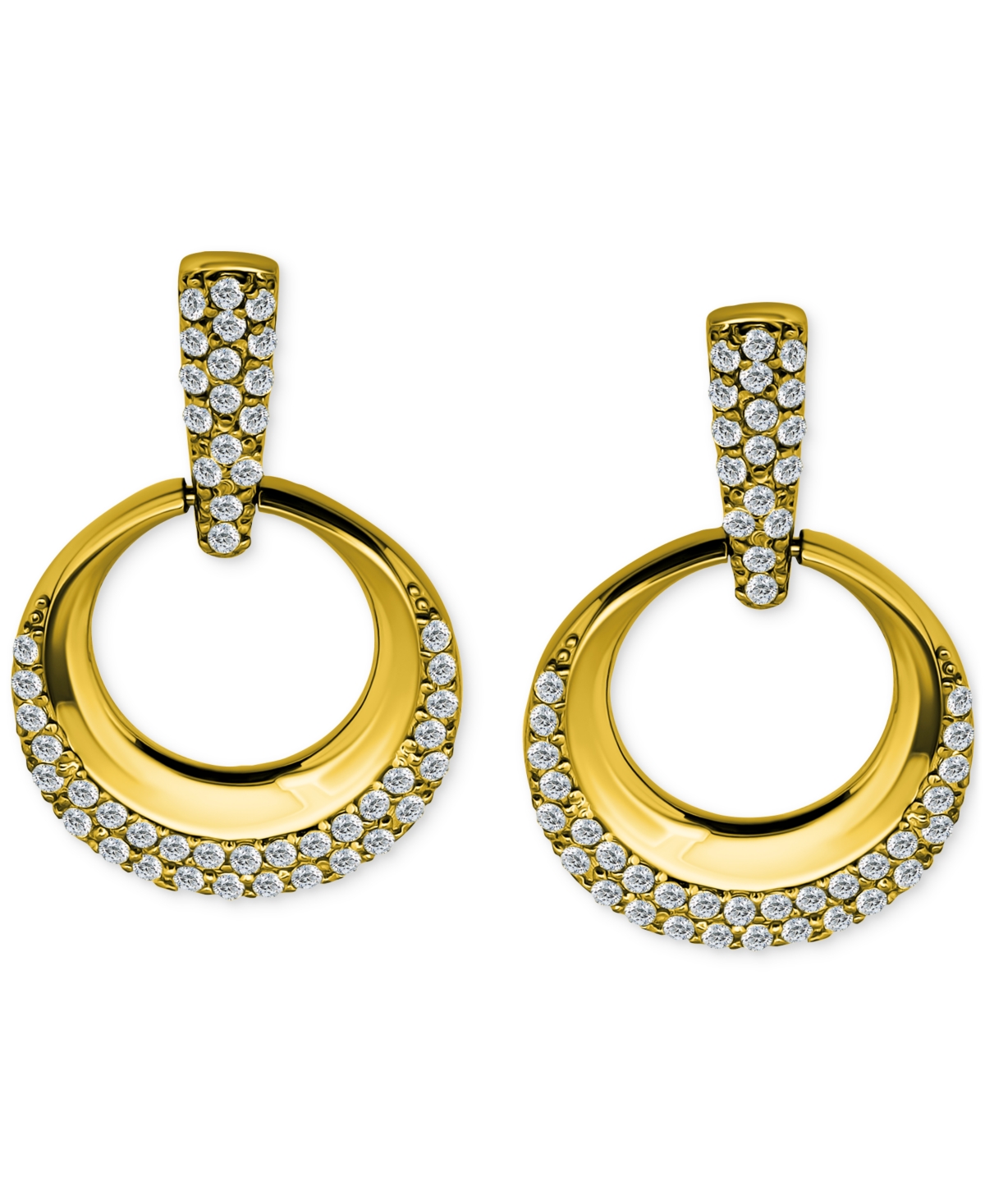 Cubic Zirconia Pave Doorknocker Drop Earrings, Exclusively at Macy's - Gold