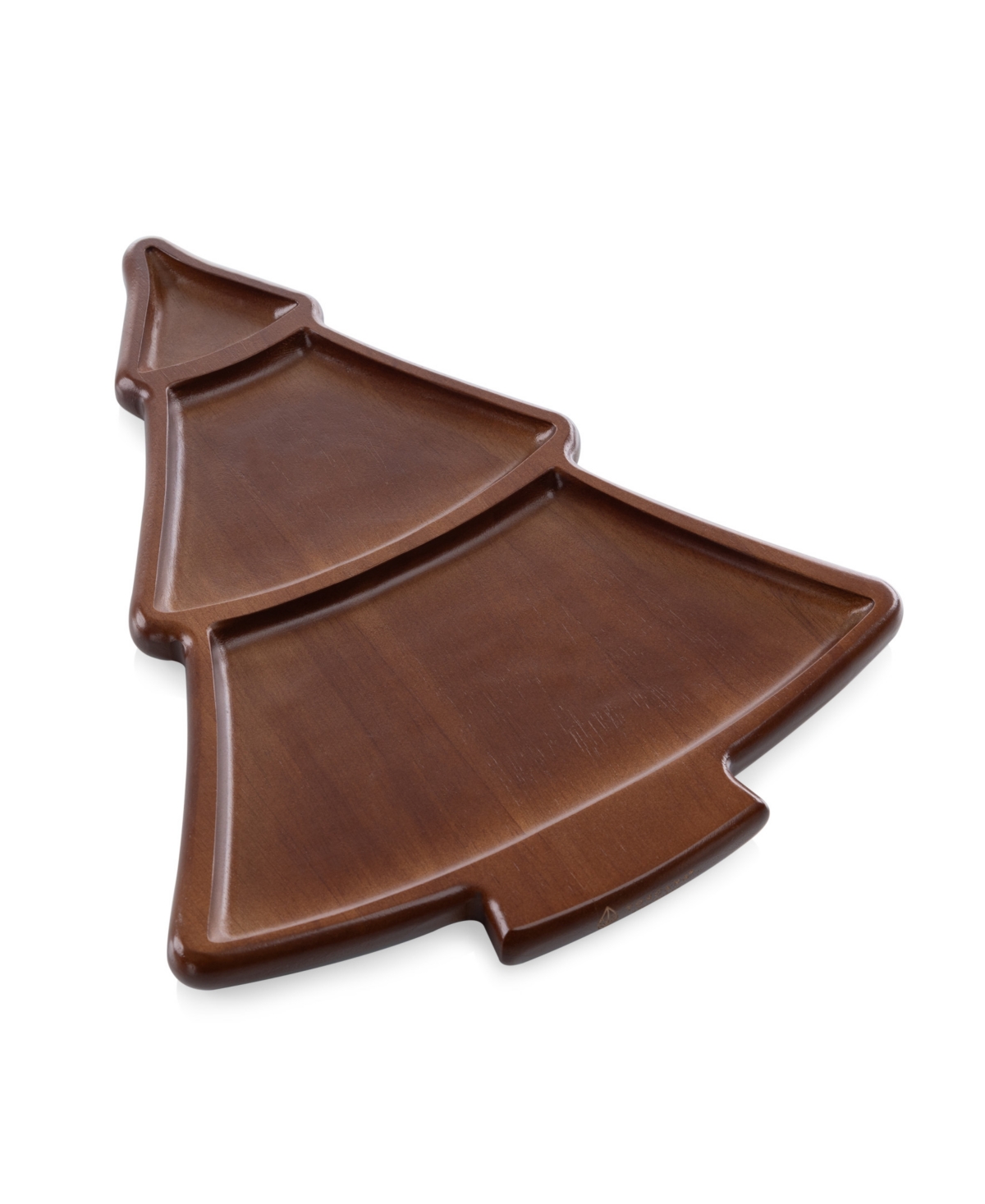 Toscana Christmas Tree Sectioned Serving Tray In Stained Parawood