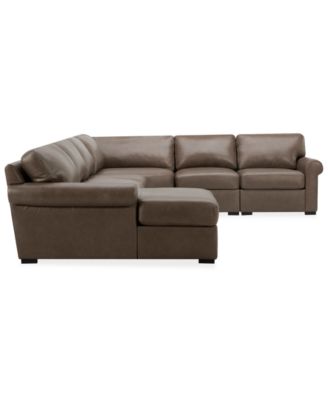 Radley Roll Arm 152" 5-Pc. Leather Wedge Corner Chaise Sectional