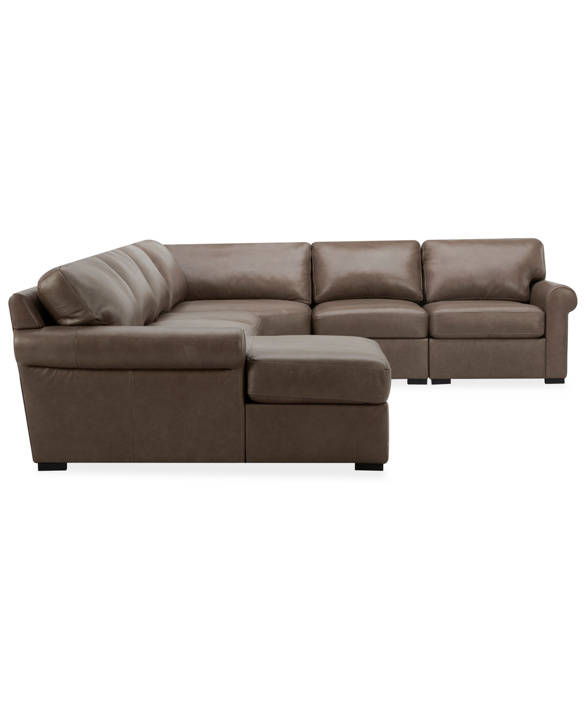 Macy's Radley Roll Arm 152" 5-pc. Leather Wedge Corner Chaise Sectional, Exclusively At