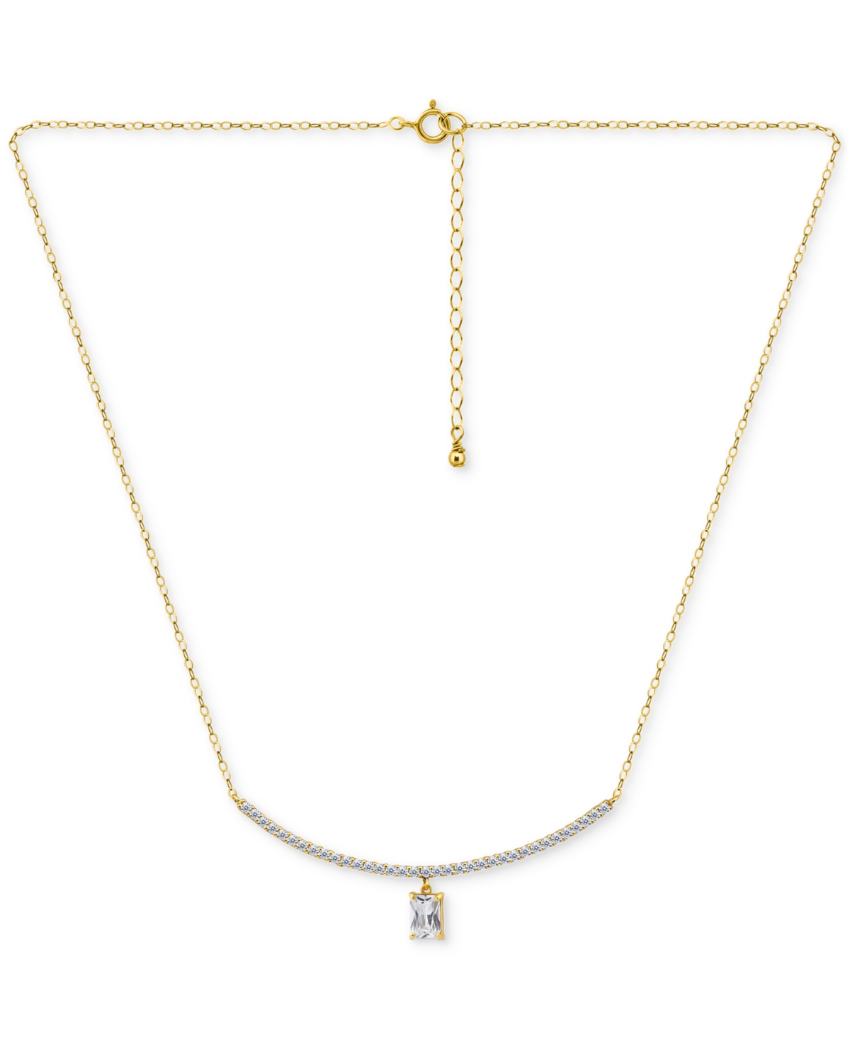 Giani Bernini Cubic Zirconia Curved Bar Baguette Pendant Necklace, 16" + 2" Extender