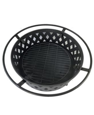 Streamdale Diamond Mesh Round Fire Pit with Cover, Poker, and Accessories