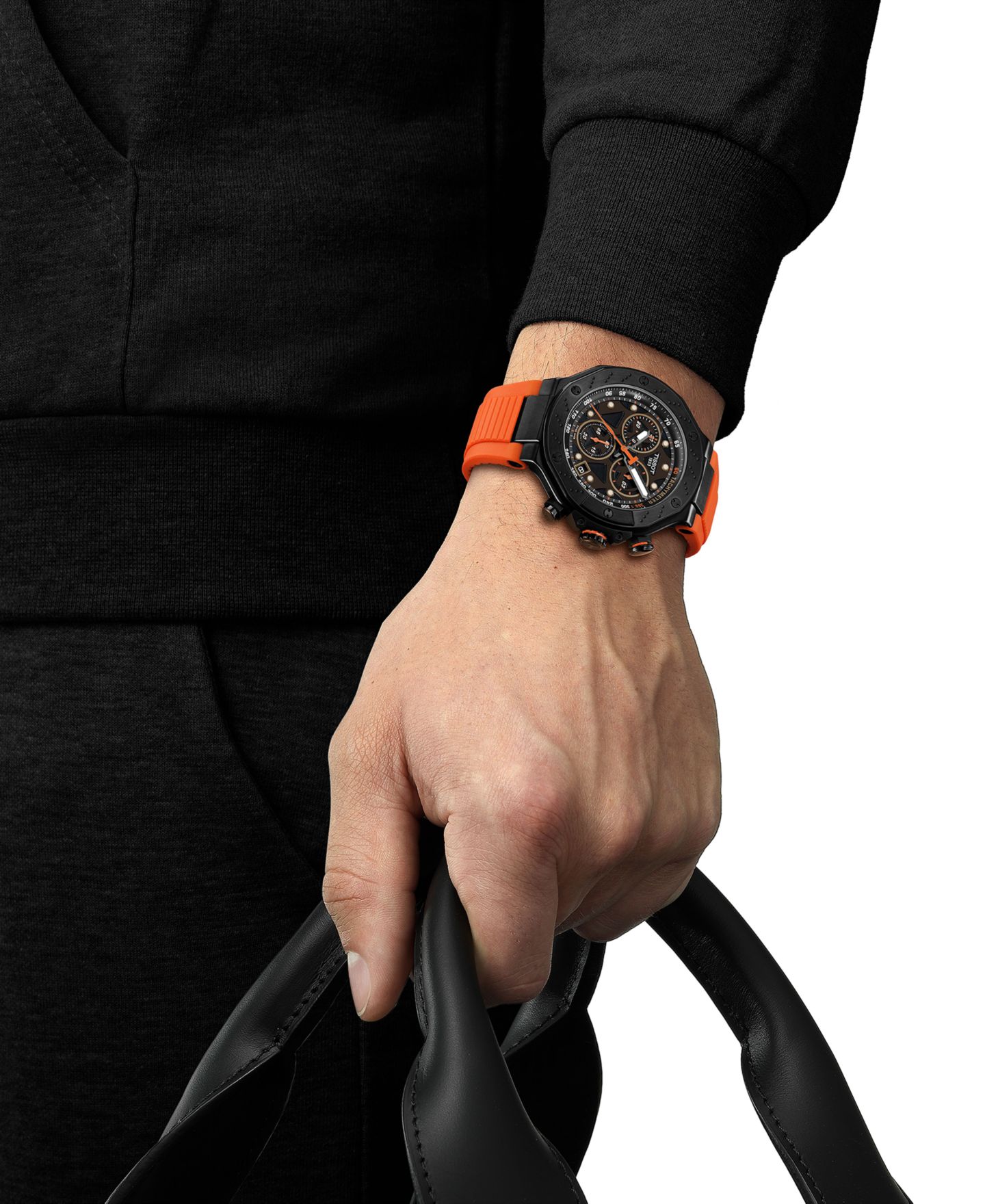 Мужские часы Tissot Swiss Chronograph T-Race Orange Silicone Strap Watch 45mm — фото 4