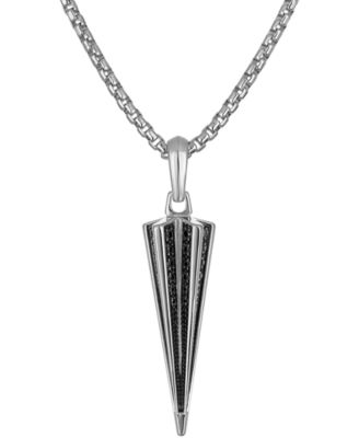Men's Icon Sterling Silver Black Diamond (1/4 ct. t.w.) Spike Pendant Necklace, 24" + 2" extender