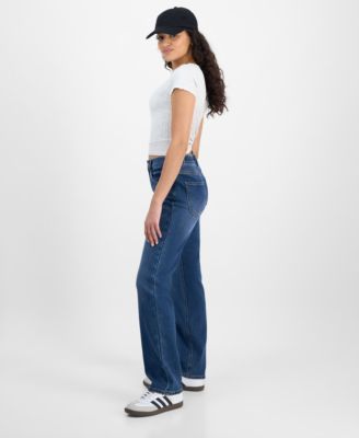 Juniors' High-Rise Baggy Straight-Leg Jeans