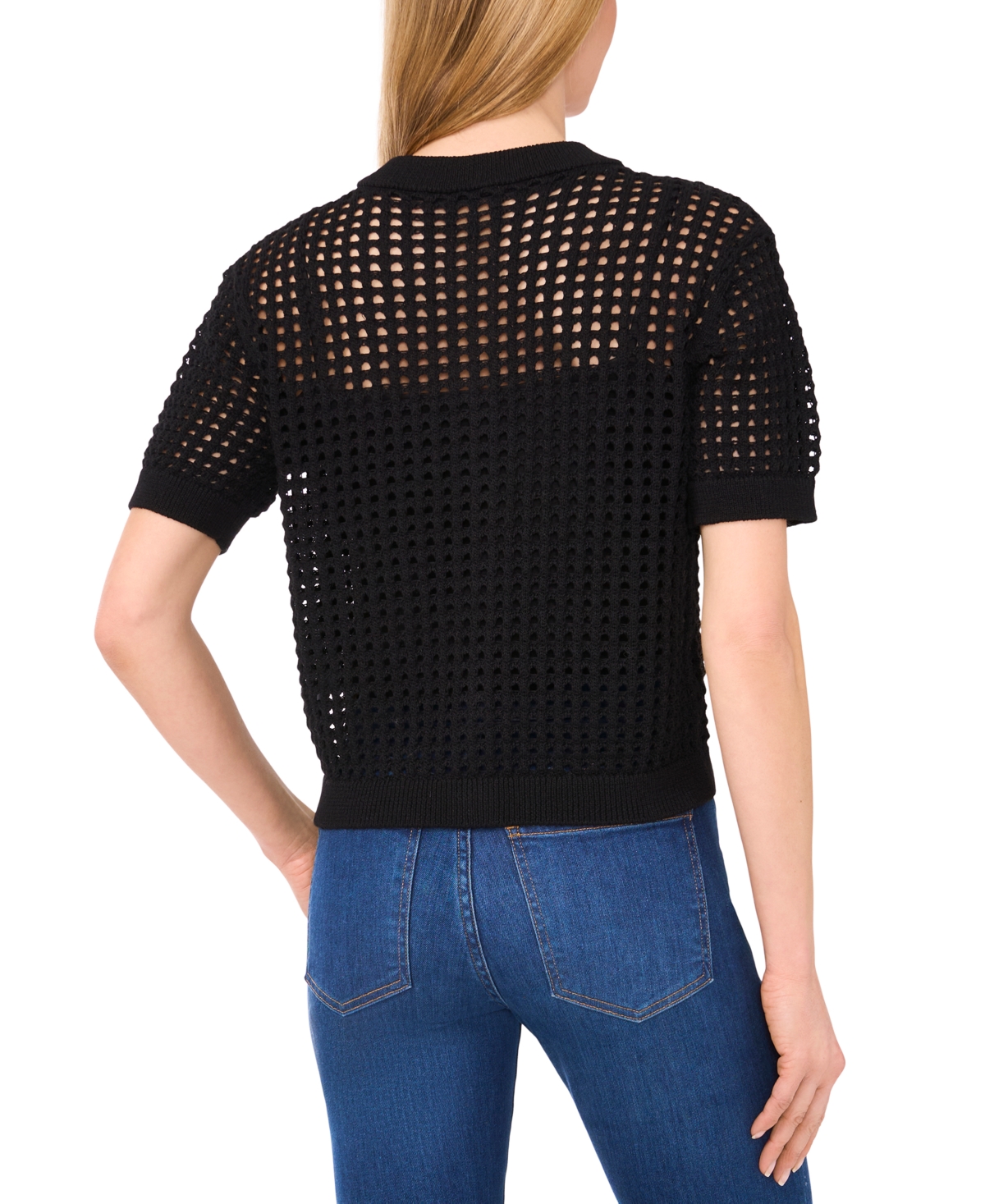 Shop Cece Women's Texture Mesh Short-sleeve Cardigan