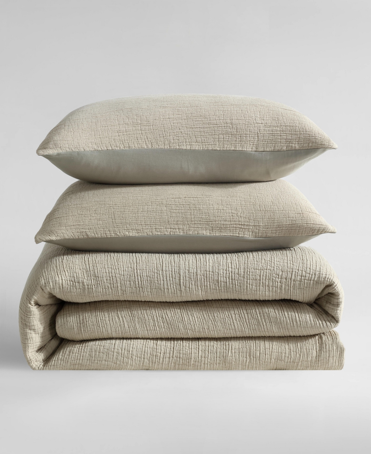 Calvin Klein Washed Percale Cotton Solid 3 Piece Duvet Cover Set, King In Absinthe Green