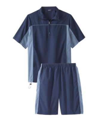 Big & Tall Quarter Zip Short Sleeve Colorblock Tracksuit