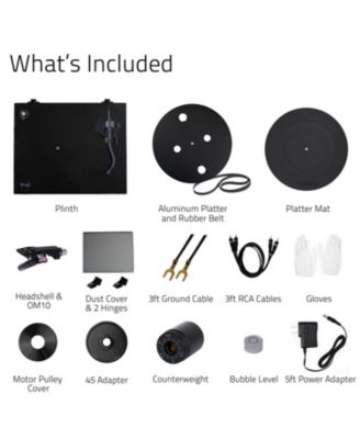 RT82 – Walnut high-fidelity turntable with Ortofon OM10 cartridge, speed control motor & vibration-isolation feet.