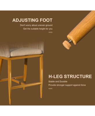 Bar Stools Set of 2 with Arm and Backrest, Outdoor Counter Height Bar Chairs with Cushion, Aluminum Tall Bar stools-Rounded Backre