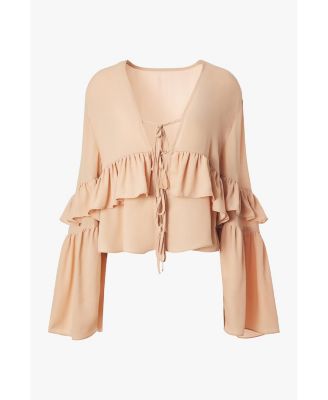 Women's Ruffle Tie Front Top