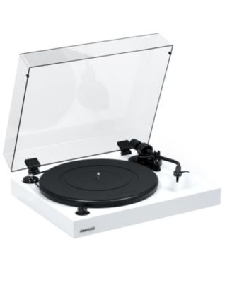 RT82 – Walnut high-fidelity turntable with Ortofon OM10 cartridge, speed control motor & vibration-isolation feet.