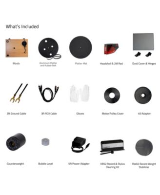 RT83 Turntable with Ortofon 2M Red, Speed Control Motor, Record Weight & Vinyl Cleaning Kit – High Fidelity Record Player