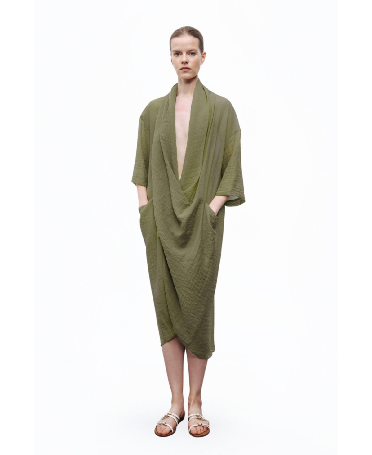 Women's Oversized Midi Dress - Olive green