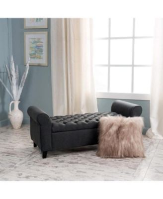 Tufted Storage Ottoman Bench with Button-Tufted, Soft-Close Hinges for Seating and Storage