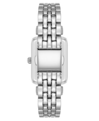 Women's Quartz Rectangular Roman Numeral Silver-Tone Metal Alloy Watch, 23mm