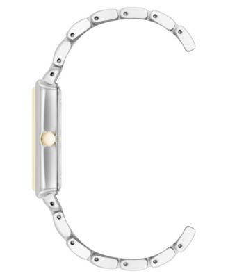 Women's Quartz Rectangular Estate Two-Tone Metal Alloy and Light Blue Dial Watch, 25mm