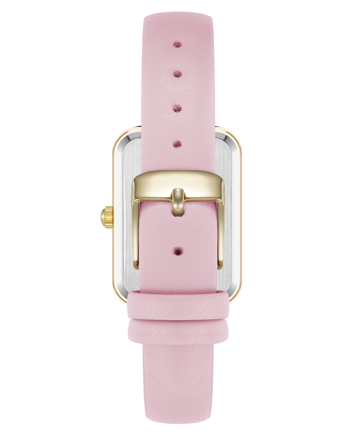 Anne Klein Women's Quartz Rectangular Pink Polyurethane Leather And Gold-tone Metal Alloy Watch, 23mm In Pink,gold-tone