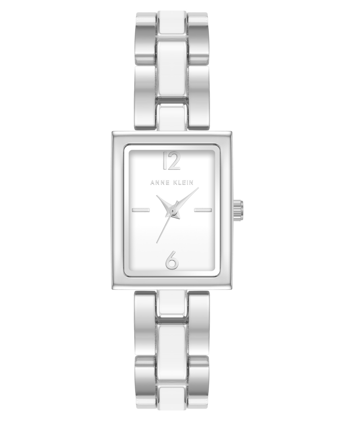 Anne Klein Women's Three-hand Quartz Silver-tone Alloy With White Ceramic Bracelet Watch, 24mm In White,silver-tone