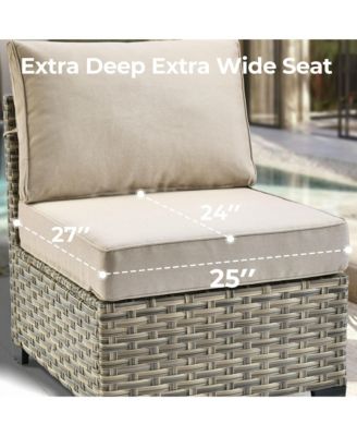 13 Piece Outdoor Patio Furniture Sets with Fire Pit Table,All Weather Wicker Sectional Sofa with Extra Deep Patio Swivel Chairs and Solar Powered Coffee Table for Porch,Garden,Backyard