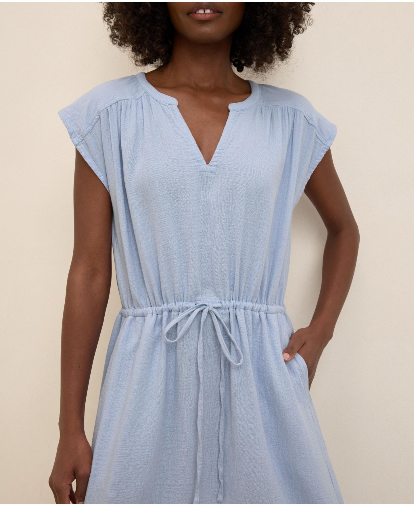 Женское платье Pact Organic Cotton Coastal Double Gauze Tie Waist Midi, цвет: Синий — фото 3