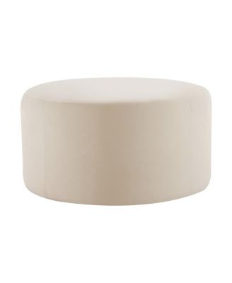 Round Velvet Upholstered Ottoman, Modern Minimalist Design, Versatile as Footrest, Extra Seating or Coffee Table-The Pop Home