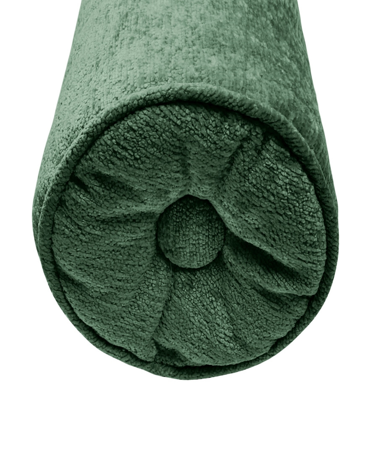 Ediehome Delmonico Chenille Lumbar Neck Roll Decorative Pillow, 7"x18" In Green