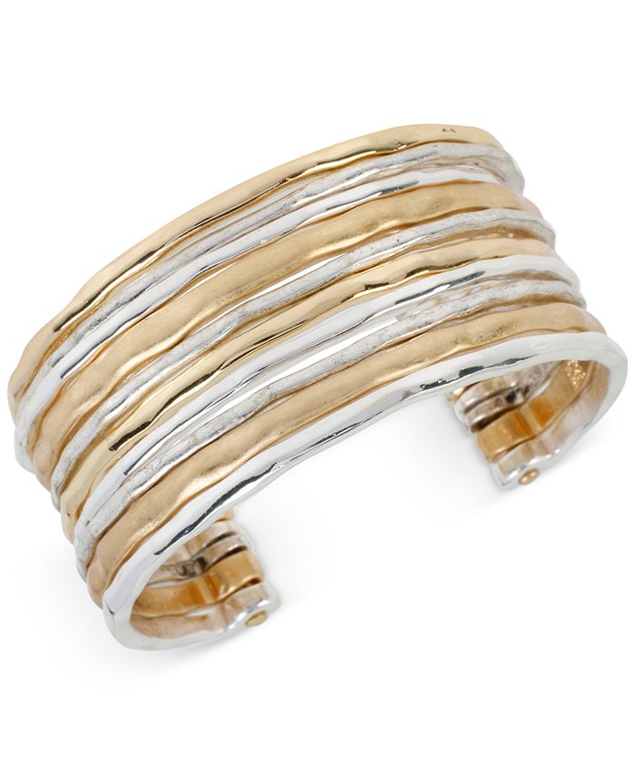 Robert Lee Morris Soho Two Tone Waide Banded Cuff Bracelet Macy s