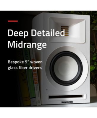 Ri71 Reference Stereo Powered Bookshelf Speakers with High Performance AMT Tweeters, 5" Drivers, 120W Amplifier for Music, Turntable, TV, PC - HDMI, Bluetooth, RCA & Subwoofer Out