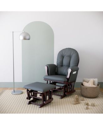 Hoop Glider and Ottoman - Espresso with Gray